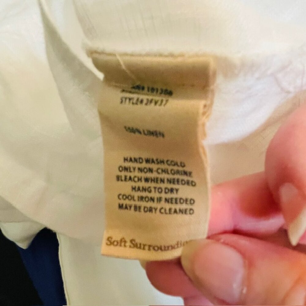 Soft Surroundings 100% Linen Natural Fiber White Blouse Pullover Top Small - Picture 6 of 7